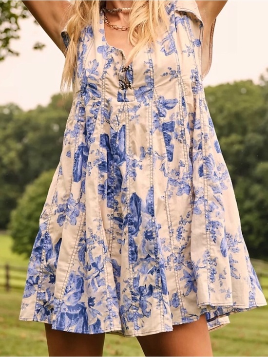 Free People Dresses & Skirts - Free People Sully Mini Dress-Floral-Boho-Western-Cotton-Pockets-M